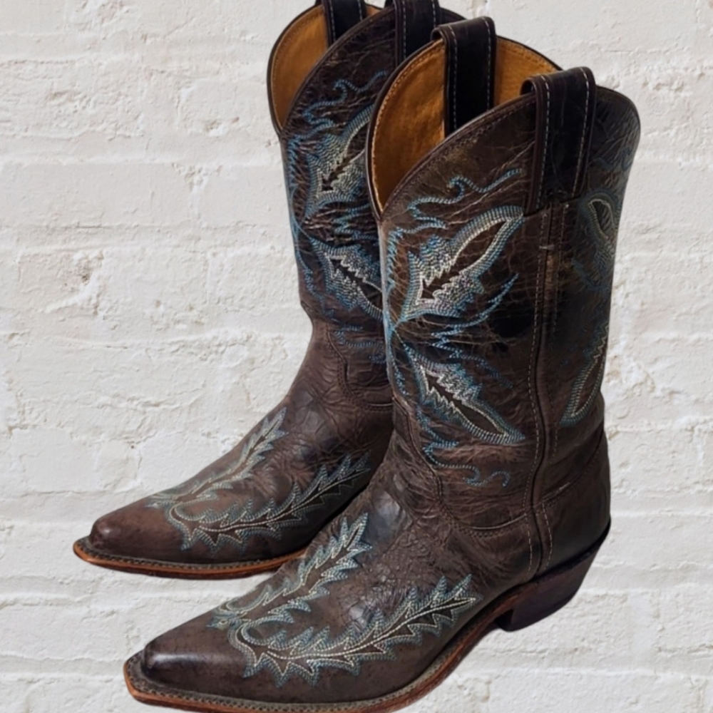 Justin, Womens Teal and Brown Western Boots 👢7B